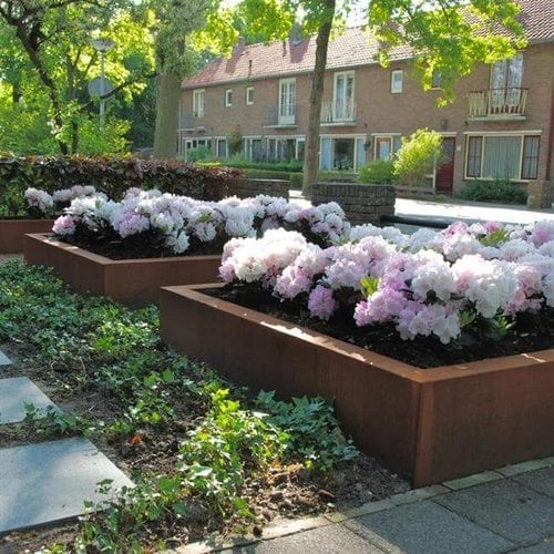 Cortenstaal plantenbak 100x100x40cm - Met bodem