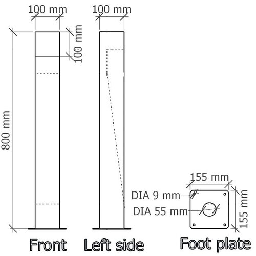 Aluminium staande lamp pillar DOWN 230V - Medium