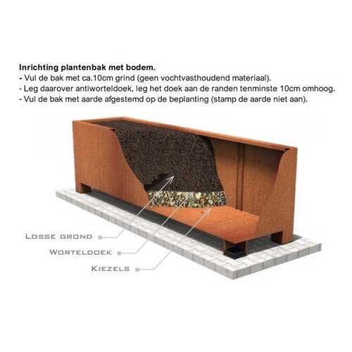 Cortenstaal plantenbak Ø50x80cm - Met bodem
