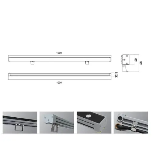 Suslight Wandlamp Suslight Line 1000mm 24V