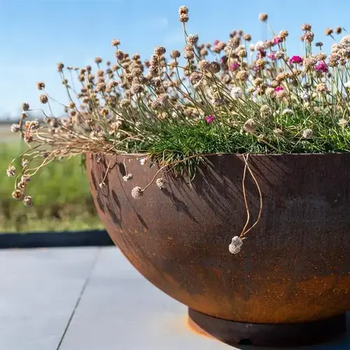 Cortenstaal bloempot 'Bocca' Ø80x41cm - Met bodem