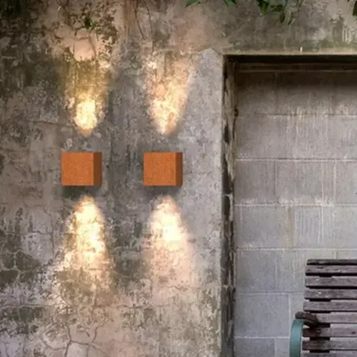 1 stuks Cortenstaal wandlamp CUBE DUO 230V - Small