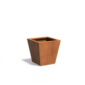 Cortenstaal plantenbak taps 60x60x60cm - Met bodem