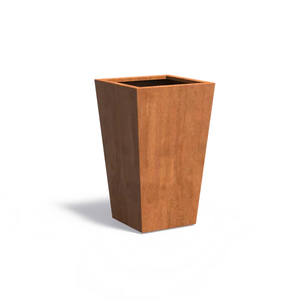 Cortenstaal plantenbak taps 60x60x100cm - Met bodem