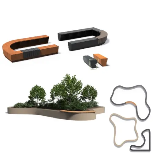 Aluminium keerwand met zitrand 100x100x50cm buitenhoek - Revert Aluminium keerwand met zitrand 100x100x50cm buitenhoek - Revert