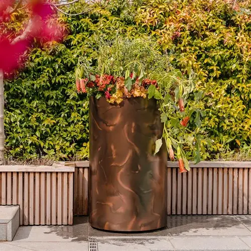 Aluminium plantenbak Ø80x40cm - Met wielen