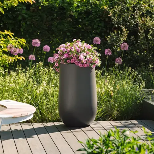 Polyester plantenbak "Lora" Ø40x80cm- Met bodem