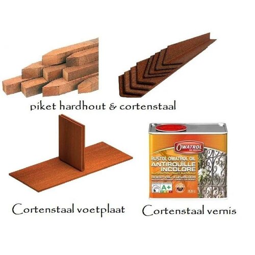 Cortenstaal kantopsluiting recht 150x0,2x39cm