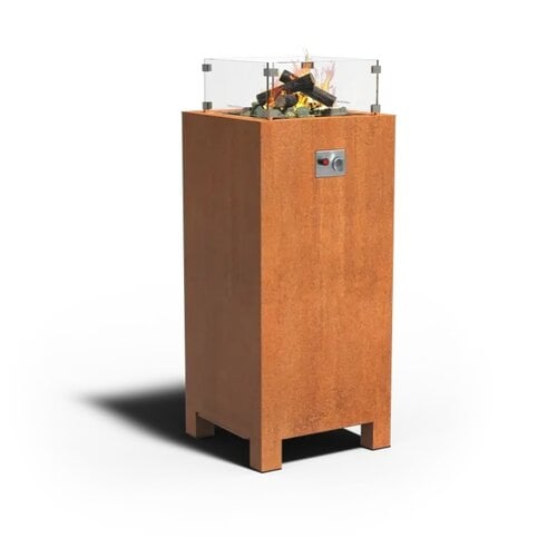 Cortenstaal vuurtafel 55x55x120cm