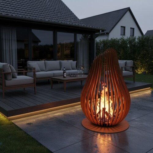 Cortenstaal vuurkorf "Druppel" - Ø100x153cm Cortenstaal vuurkorf "Druppel" - Ø100x153cm