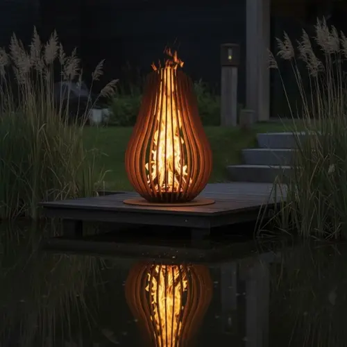 Cortenstaal vuurkorf "Druppel" - Ø20x31cm - voor kaars of waxinebrander