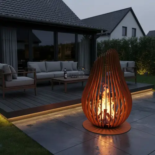 Cortenstaal vuurkorf "Druppel" - Ø30x46cm Cortenstaal vuurkorf "Druppel" - Ø30x46cm