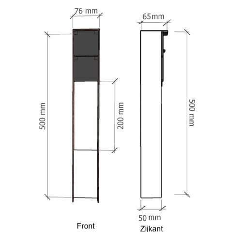 Cortenstaal stopcontactpaal met dubbel stopcontact Cortenstaal stopcontactpaal met dubbel stopcontact