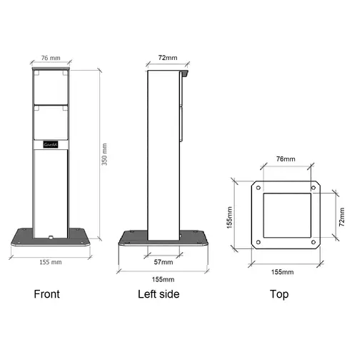 Cortenstaal stopcontactpaal met dubbel stopcontact + voetplaat + grondanker Cortenstaal stopcontactpaal met dubbel stopcontact + voetplaat + grondanker