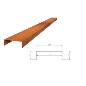 HTDesign (Eigen merk) Cortenstaal u-profiel 300x15,4x5cm