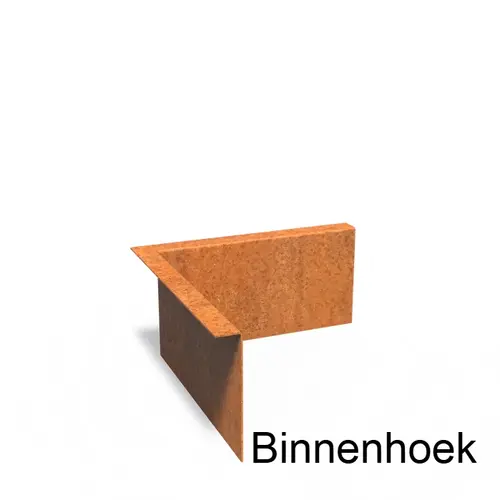 Cortenstaal kantopsluiting gezet 90° hoek 30x30x0,2x15cm