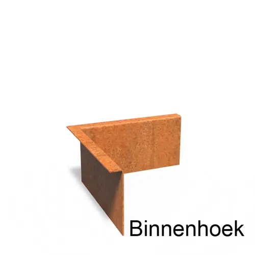 Cortenstaal kantopsluiting gezet 90° hoek 30x30x0,3x15cm