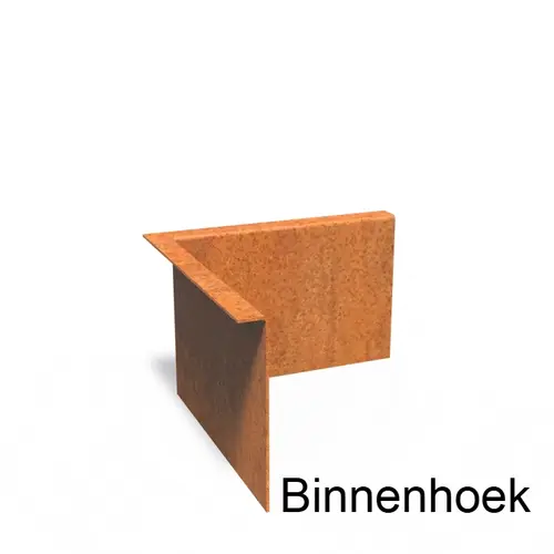 Cortenstaal kantopsluiting gezet 90° hoek 30x30x0,3x20cm