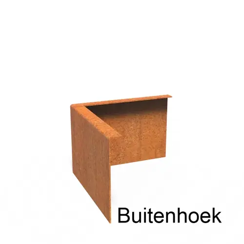 Cortenstaal kantopsluiting gezet 90° hoek 30x30x0,3x20cm