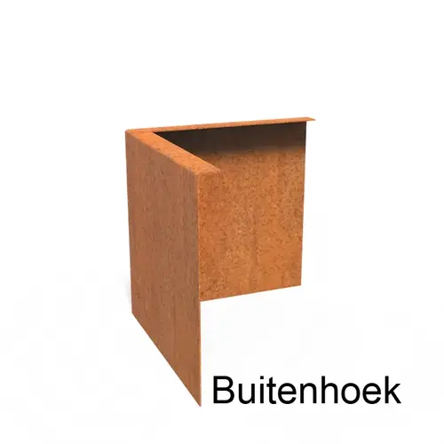 Cortenstaal kantopsluiting gezet 90° hoek 30x30x0,2x29cm