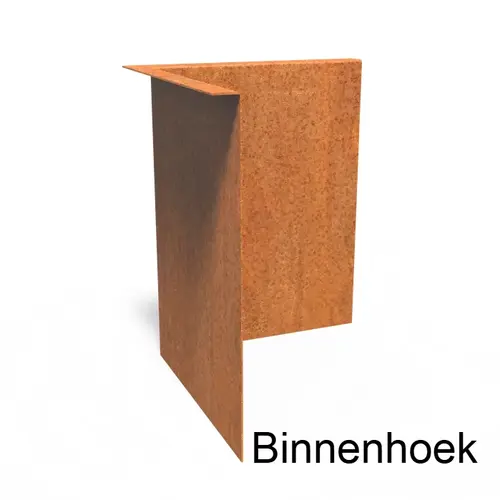 Cortenstaal kantopsluiting gezet 90° hoek 30x30x0,2x39cm