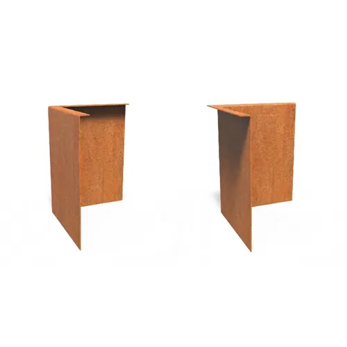Cortenstaal kantopsluiting gezet 90° hoek 30x30x0,3x39cm