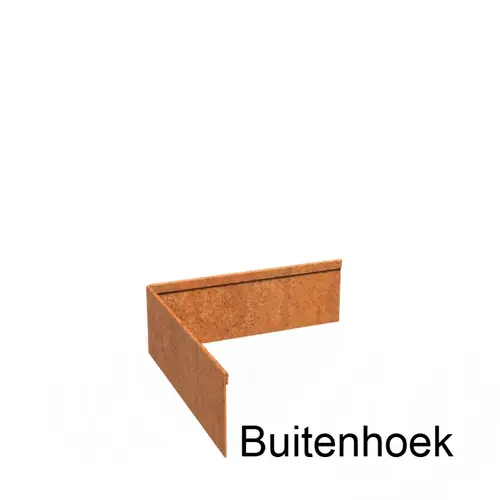 Cortenstaal kantopsluiting geplet 90° hoek 30x30x0,2x10cm