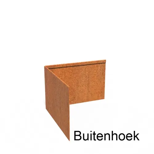 Cortenstaal kantopsluiting geplet 90° hoek 30x30x0,2x20cm