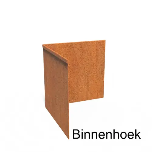 Cortenstaal kantopsluiting geplet 90° hoek 30x30x0,2x29cm