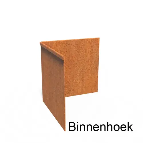 Cortenstaal kantopsluiting geplet 90° hoek 30x30x0,3x29cm
