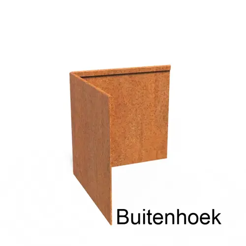 Cortenstaal kantopsluiting geplet 90° hoek 30x30x0,3x29cm