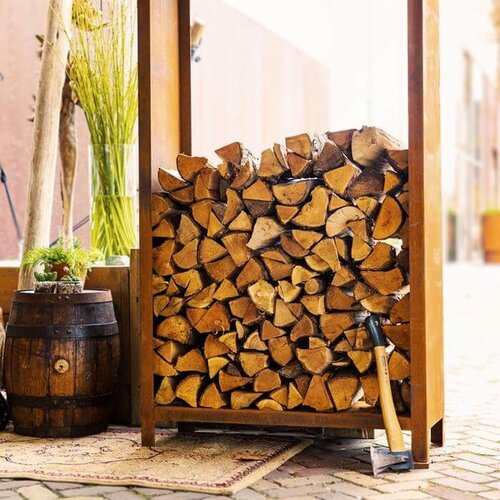 Cortenstaal houtopslag 180x40x180cm - met poten