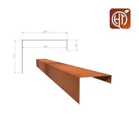 Cortenstaal u-profiel 150x20,4x15cm