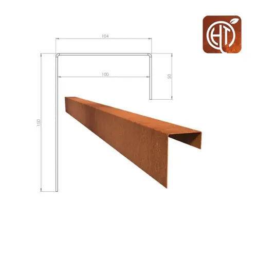 HTDesign (Eigen merk) Cortenstaal u-profiel 150x10,4x15cm