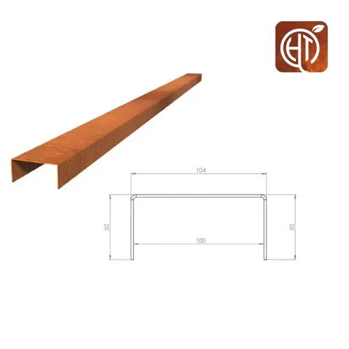 HTDesign (Eigen merk) Cortenstaal u-profiel 150x10,4x5cm