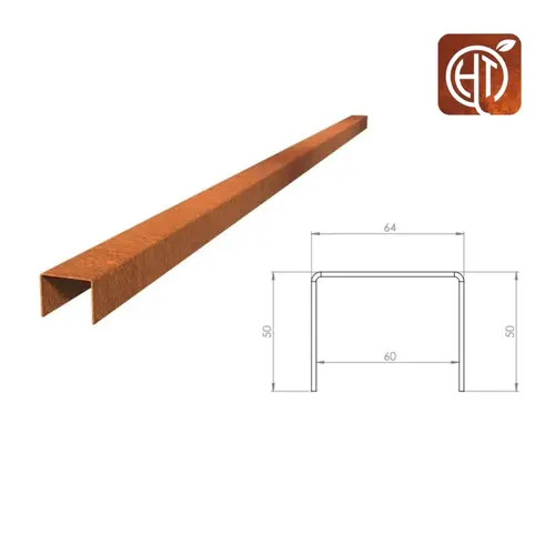 HTDesign (Eigen merk) Cortenstaal u-profiel 150x6,4x5cm