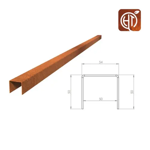 HTDesign (Eigen merk) Cortenstaal u-profiel 150x5,4x5cm