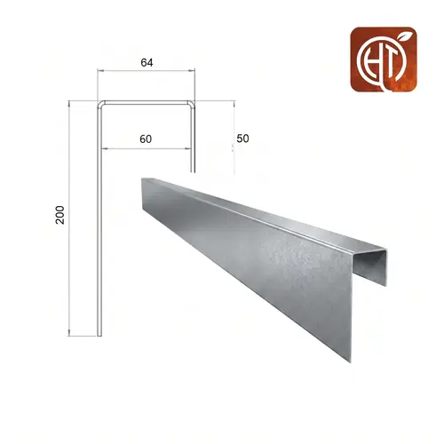 HTDesign (Eigen merk) Verzinkt staal u-profiel 300x6,4x20cm