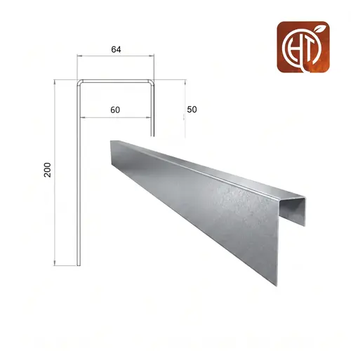 HTDesign (Eigen merk) Verzinkt staal u-profiel 100x6,4x20cm HTDesign (Eigen merk) Verzinkt staal u-profiel 100x6,4x20cm