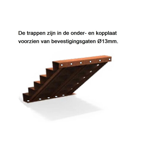 Cortenstaal trap B80xD48xH34cm – 2 Treden Cortenstaal trap B80xD48xH34cm – 2 Treden