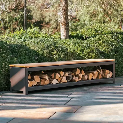 Cortenstaal gecoat houtopslag / tuinbank 120x40x43cm Cortenstaal gecoat houtopslag / tuinbank 120x40x43cm