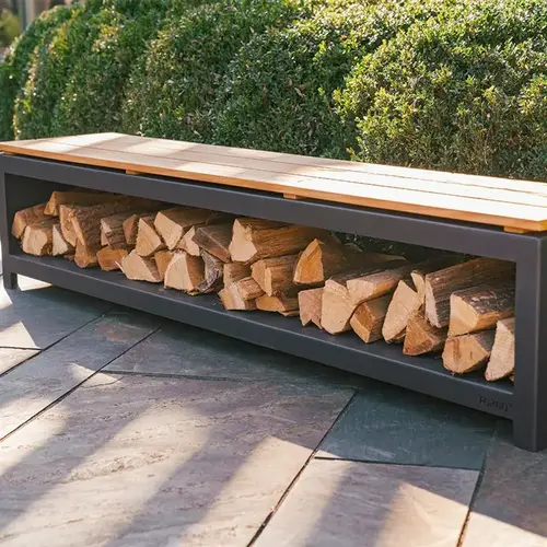 Cortenstaal gecoat houtopslag / tuinbank 120x40x43cm Cortenstaal gecoat houtopslag / tuinbank 120x40x43cm