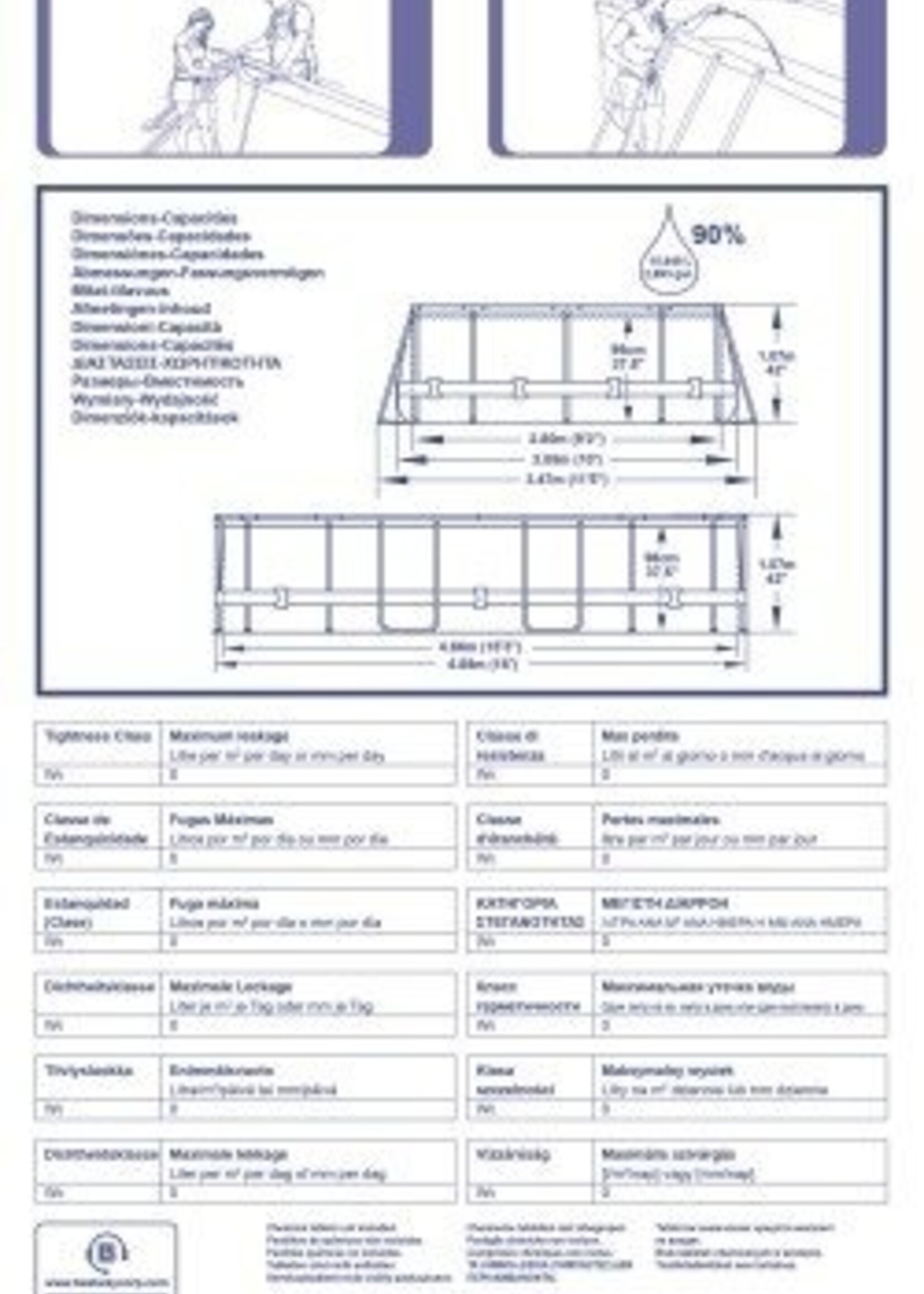 Bestway Zwembad Levant set ovaal grijs 488*305*107 cm