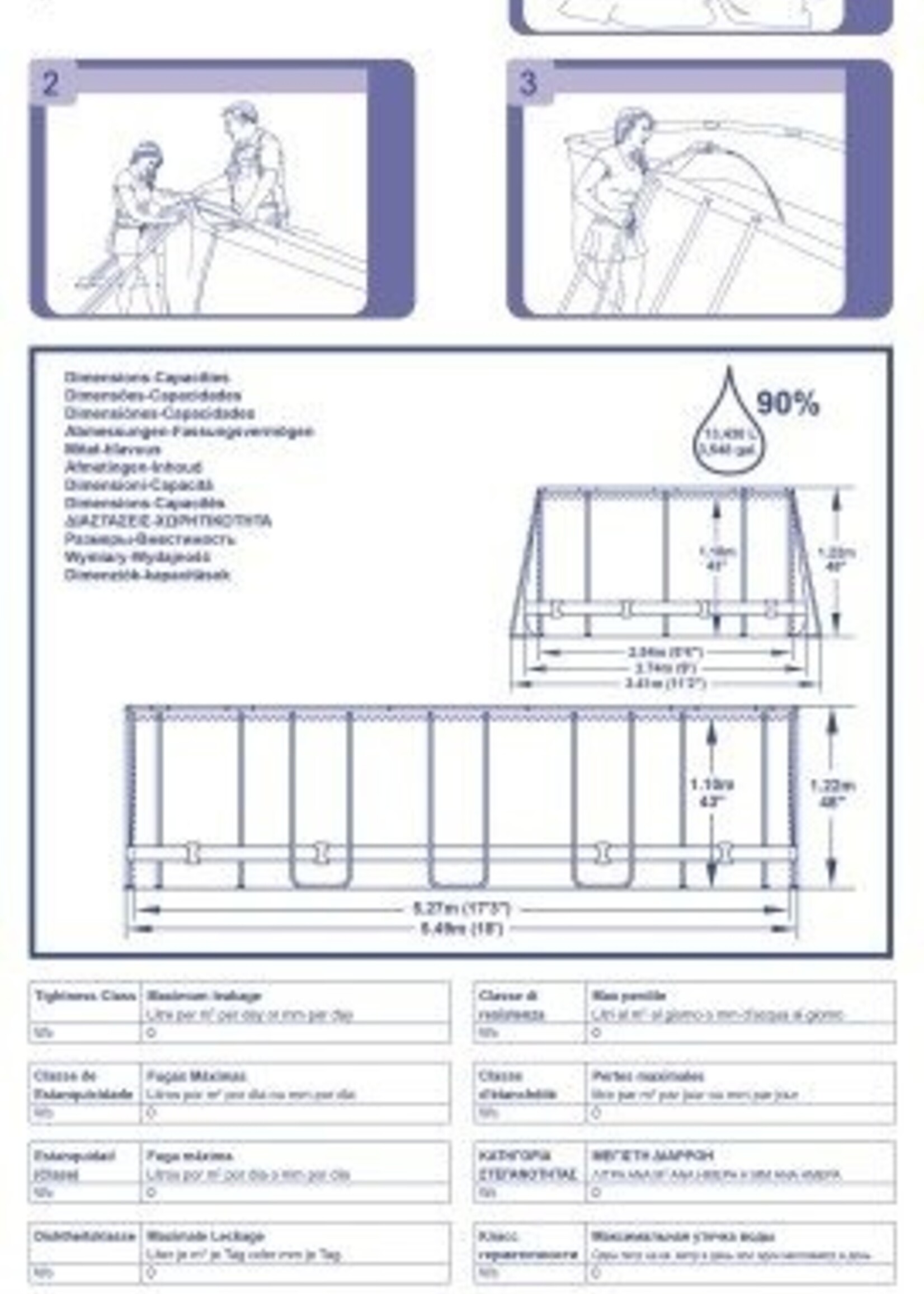 Bestway Zwembad Levant set ovaal grijs 549*274*122 cm