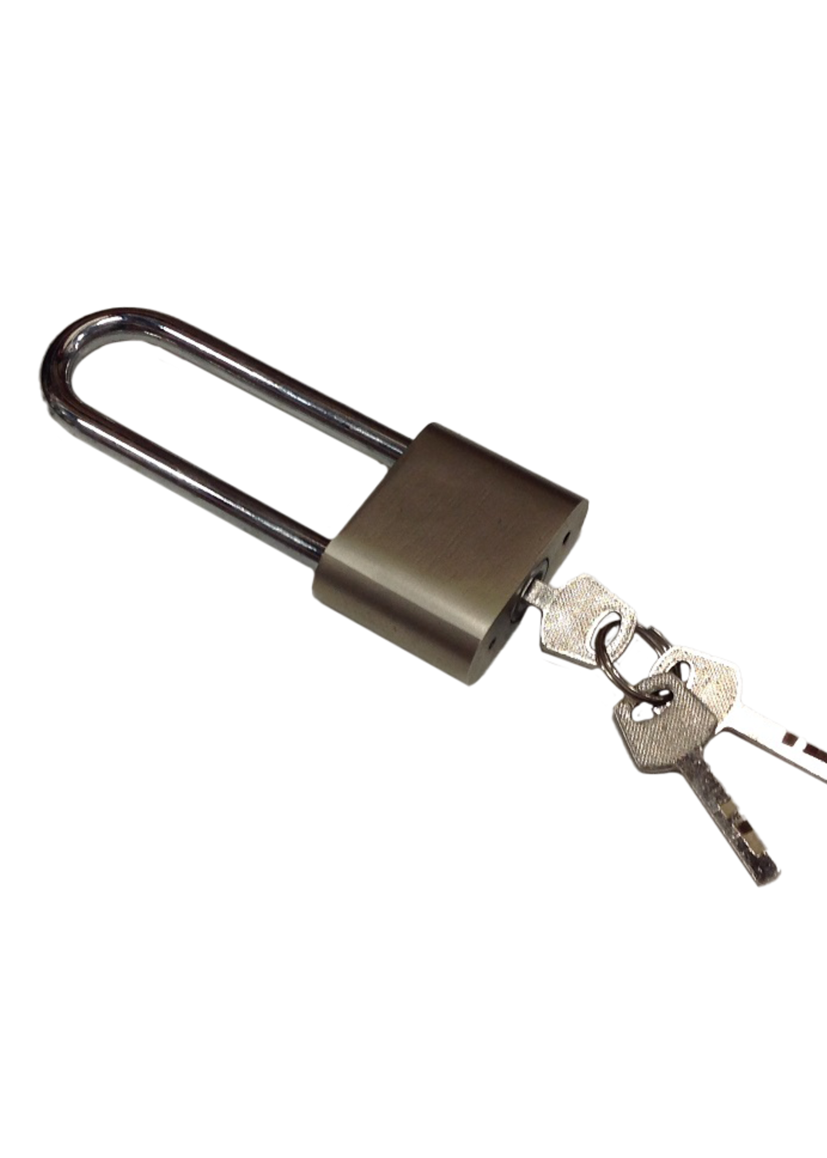 Hangslot met hoge beugel , staal incl. 2 sleutels.