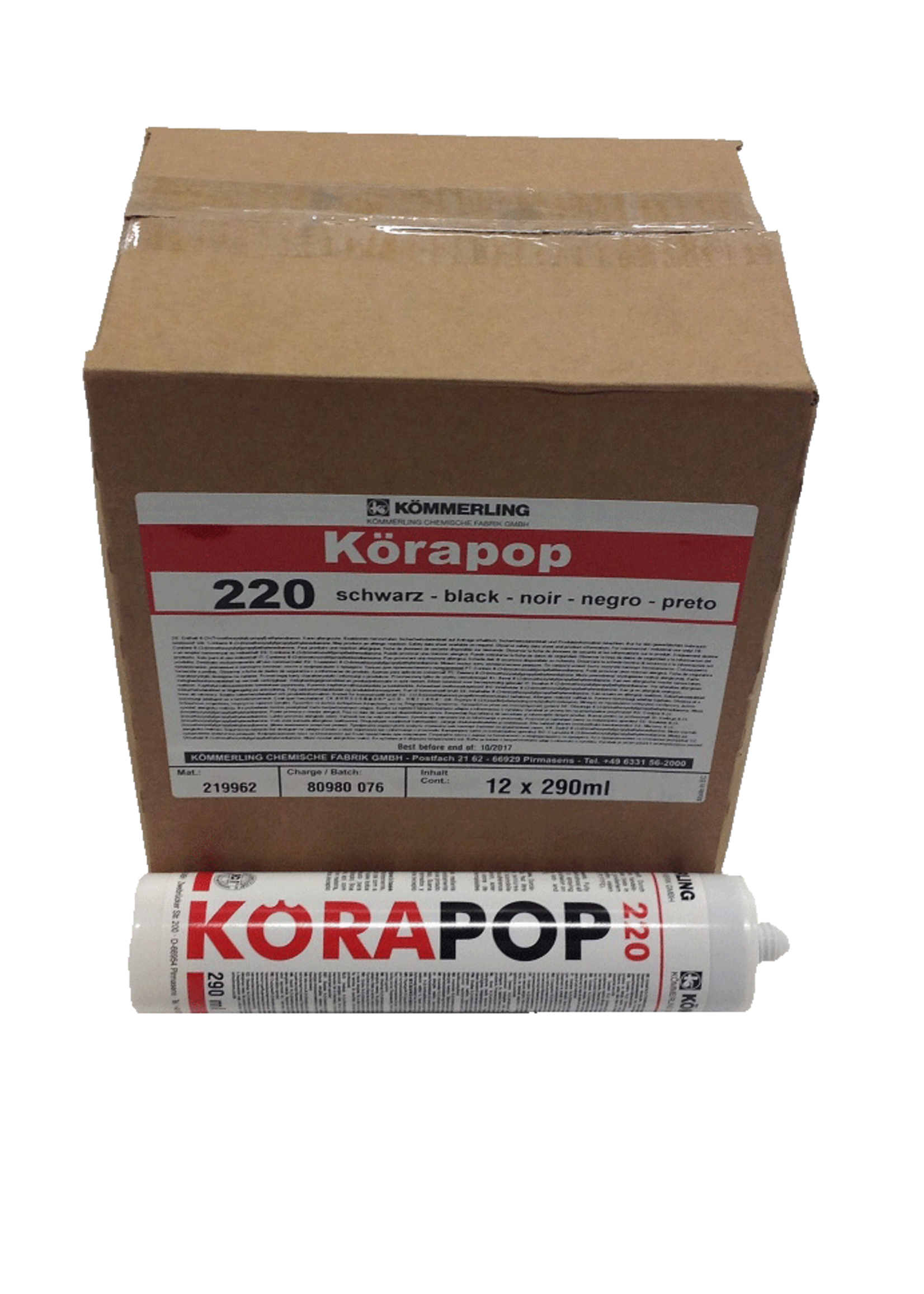 kömmerling Korapop 220  ms polymeer patroon 290 ml — Zwart