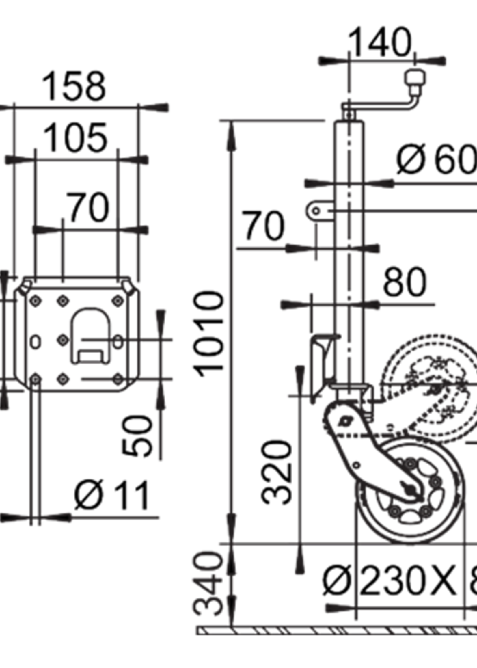 DTR Professioneel neuswiel | 500kg | automaat | 230x80 | 1223638