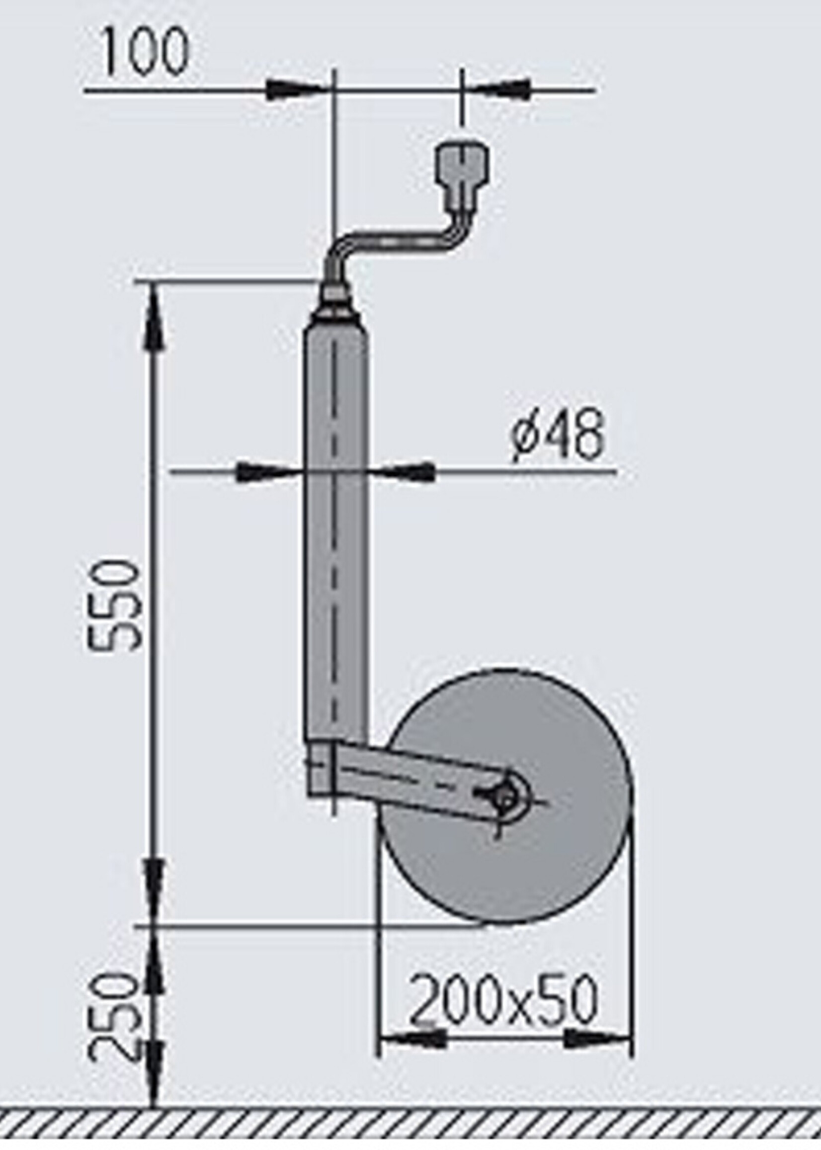 AL-KO Alko neuswiel plus rond 48 wiel 200x50 L=450 extra lang