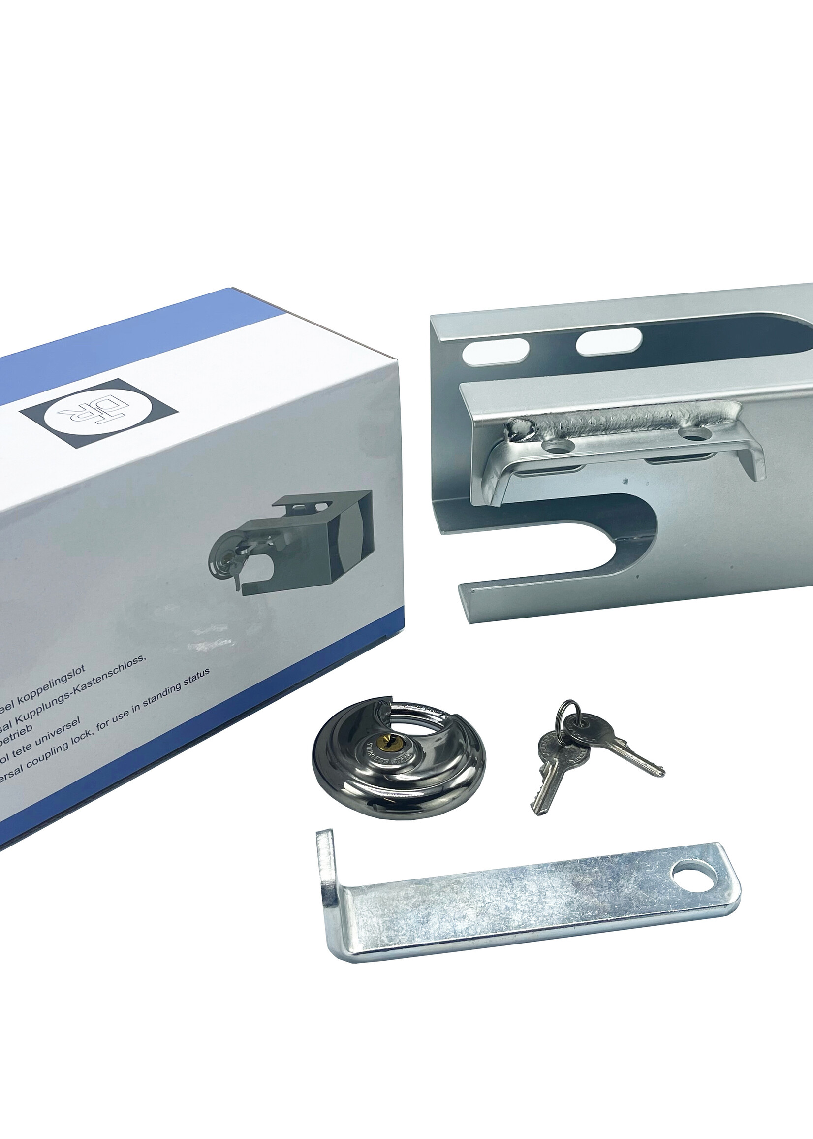 DTR Aanhangerslot / overdekslot koker plaatdikte 2,5mm compleet met discusslot, incl 2 sleutels