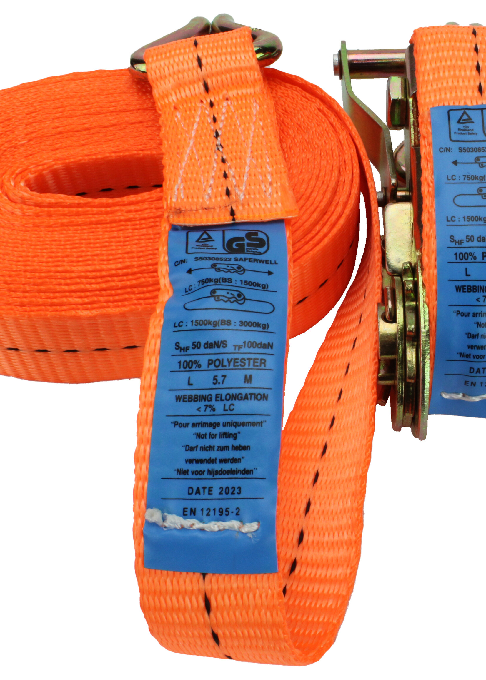 SAFERWELL Spanband 2-delig | 1500kg | 28mm | 6 meter